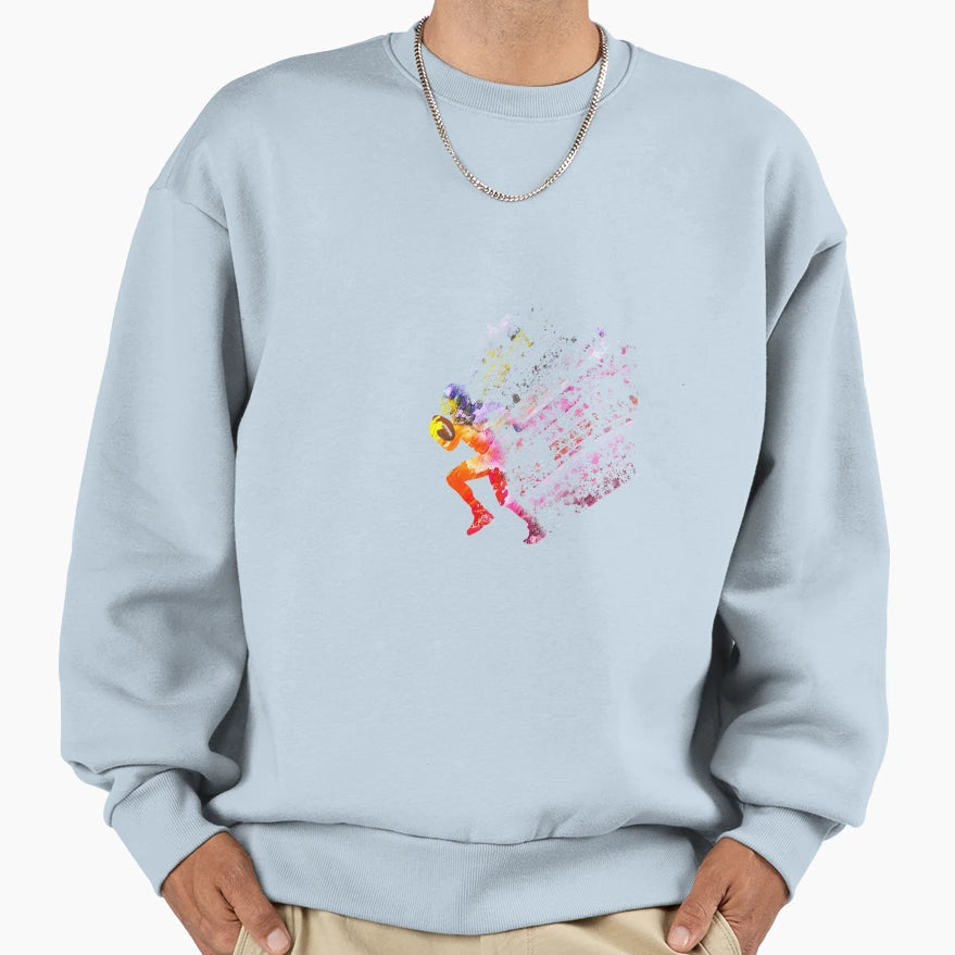 Colorful Football Player Running Sweatshirt - Custom Art Print Unisex - T-Shirt, Sweatshirt, Hoodie