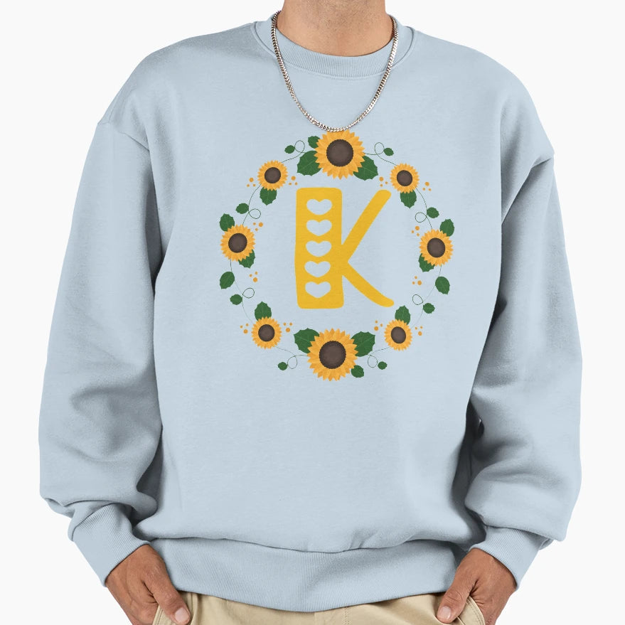 Monogram Letter K Sweatshirt - Minimalist Print Men Women - T-Shirt, Sweatshirt, Hoodie