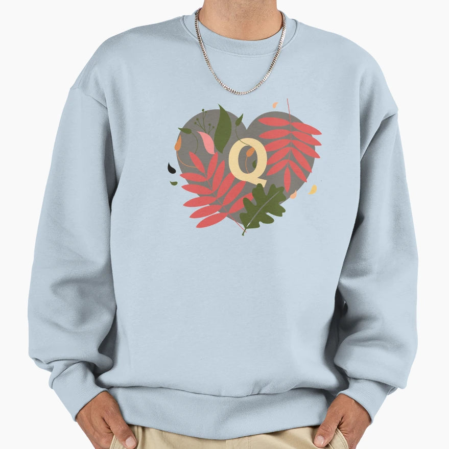 Monogram Q Pretty Heart Sweatshirt - Trendy Graphic Men Women - T-Shirt, Sweatshirt, Hoodie