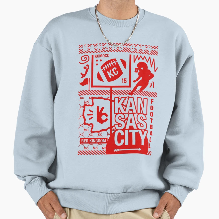 Kansas City Pattern Football Sweatshirt - Minimalist Print Men Women - T-Shirt, Sweatshirt, Hoodie