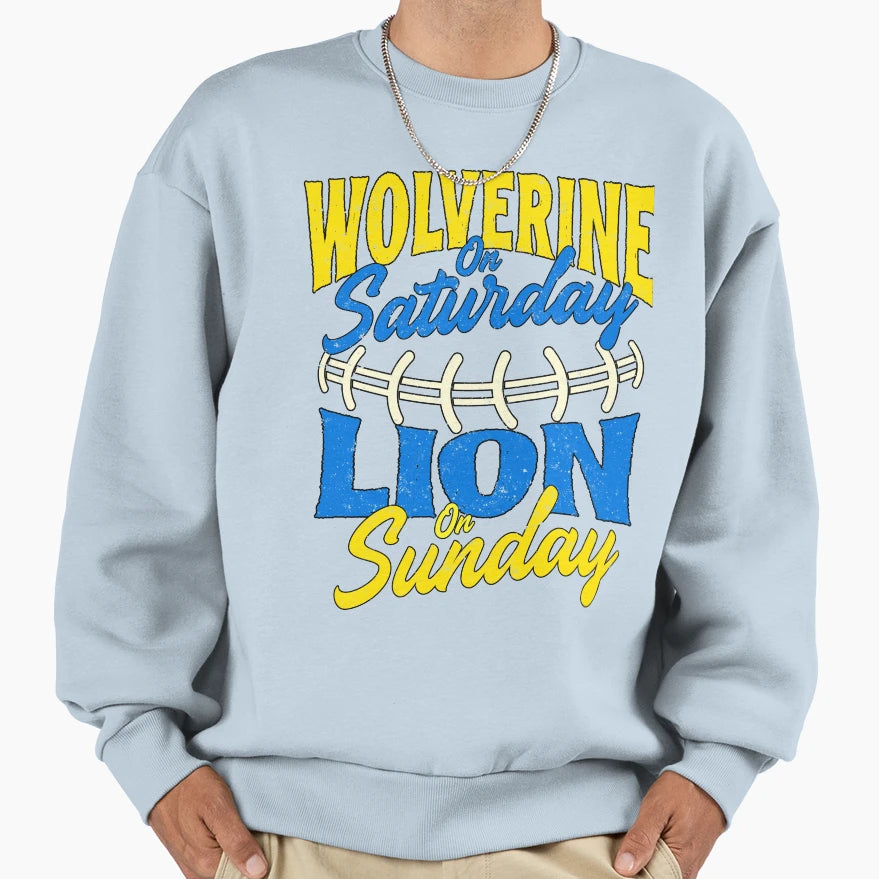 Wolverine Saturday Lion Sunday Sweatshirt - Aesthetic Graphic for Adults - T-Shirt, Sweatshirt, Hoodie