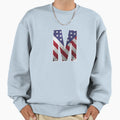 Letter M Patriotic Art American Flag Sweatshirt - Minimalist Print Unisex - T-Shirt, Sweatshirt, Hoodie