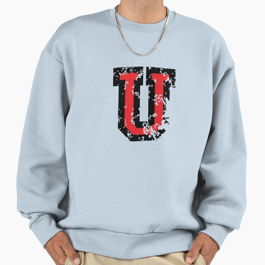 Letter U Distressed Two Color Black Sweatshirt - Unique Graphic Men Women - T-Shirt, Sweatshirt, Hoodie