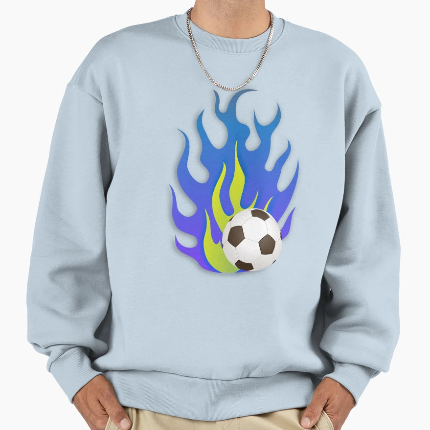 Soccer Fire Blue Green Sweatshirt - Streetwear Style Men Women - T-Shirt, Sweatshirt, Hoodie