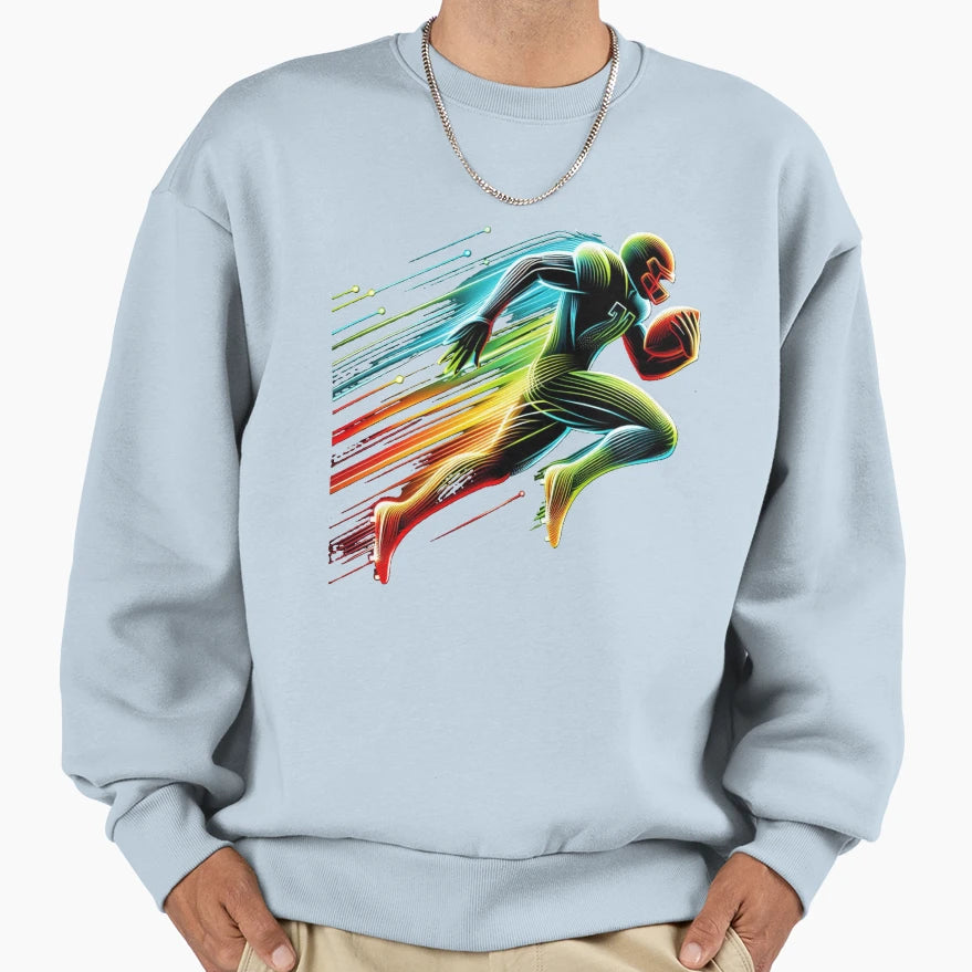 Silhouette Football Player Motion Sweatshirt - Graphic Print Men Women - T-Shirt, Sweatshirt, Hoodie
