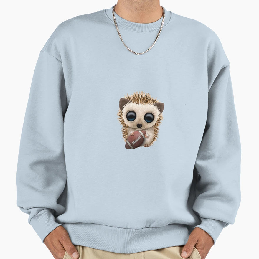 Hedgehog Playing Football Sweatshirt - Graphic Print Unisex - T-Shirt, Sweatshirt, Hoodie