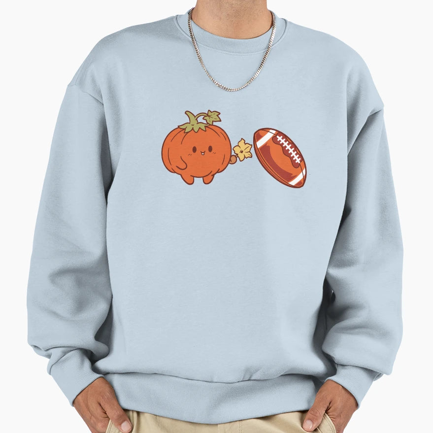 Pumpkin Loves Football October Halloween Sweatshirt - Graphic Print Unisex - T-Shirt, Sweatshirt, Hoodie