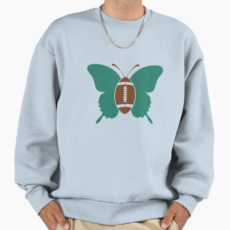 Whimsical Football Butterfly Sweatshirt - Trendy Graphic for Adults - T-Shirt, Sweatshirt, Hoodie