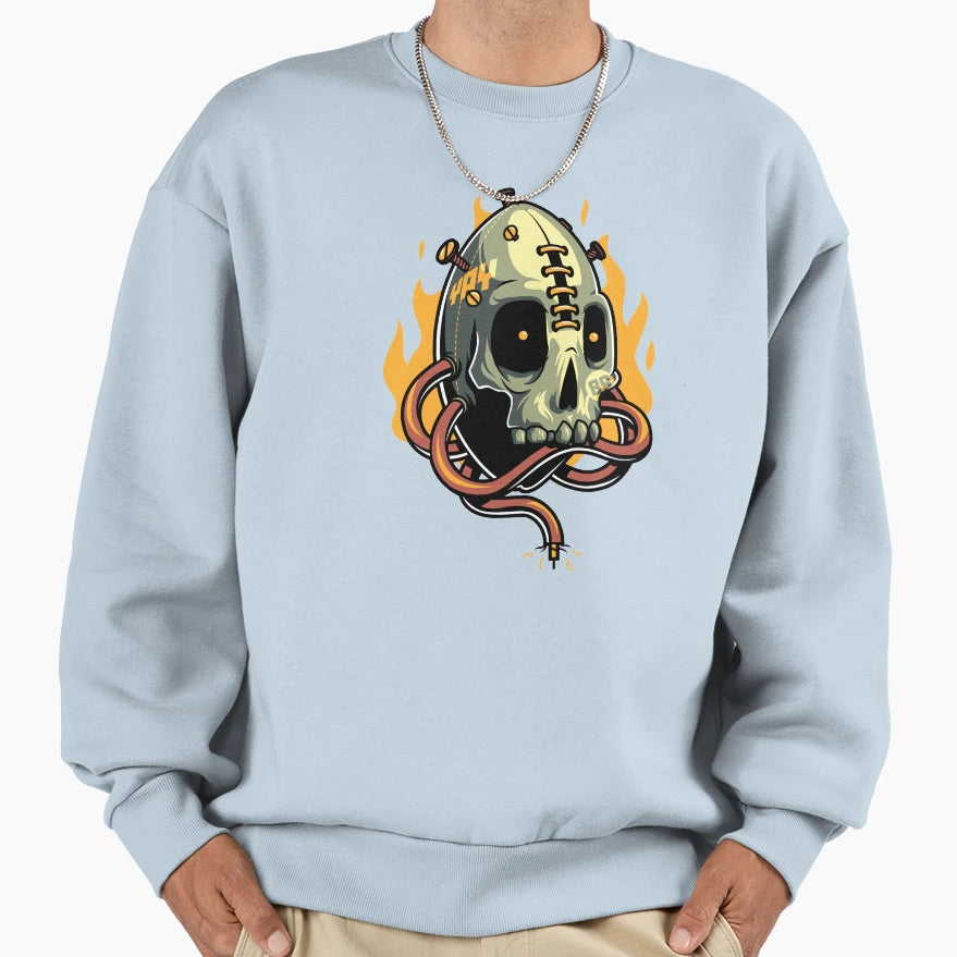 Skull Fire Sweatshirt - Custom Art Print Men Women - T-Shirt, Sweatshirt, Hoodie