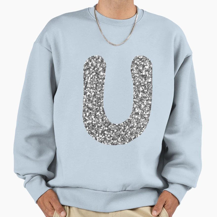 Silver Alphabet U Sweatshirt - Novelty Apparel for Adults - T-Shirt, Sweatshirt, Hoodie