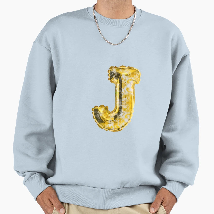 Letter J Alphabet Gold Balloons Sweatshirt - Fun Novelty Design for Adults - T-Shirt, Sweatshirt, Hoodie