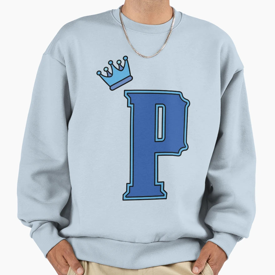 Blue Letter P Sweatshirt - Graphic Print Men Women - T-Shirt, Sweatshirt, Hoodie