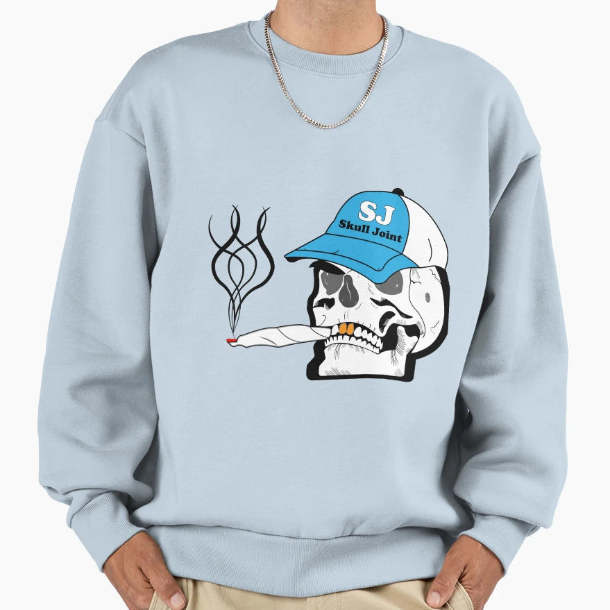 Skull Joint Cap Wearing Gansta Sweatshirt - Aesthetic Graphic Unisex - T-Shirt, Sweatshirt, Hoodie