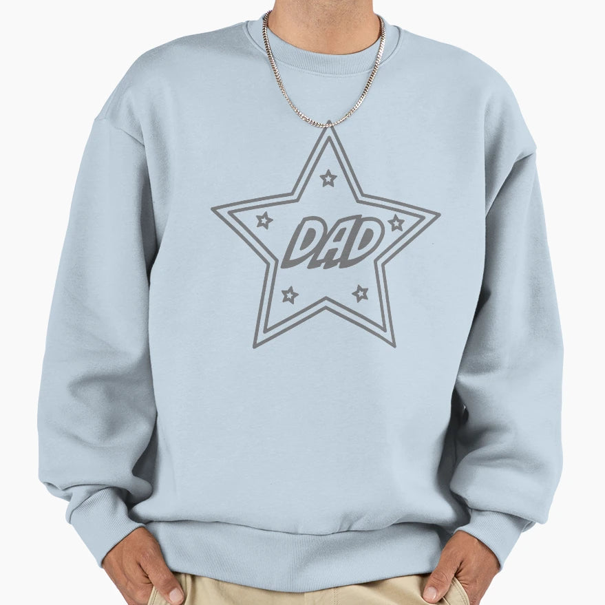 Star Dad Grey Sweatshirt - Casual Everyday Wear Men Women - T-Shirt, Sweatshirt, Hoodie