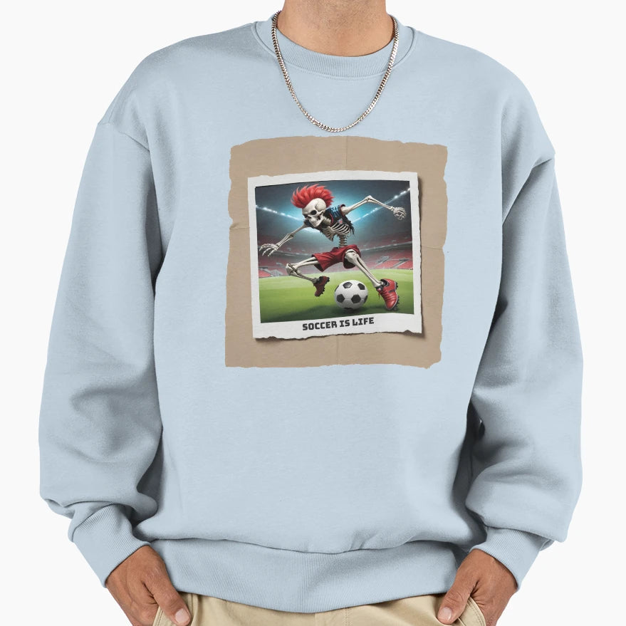 Skeleton Red Mohawk Playing Sweatshirt - Streetwear Style for Adults - T-Shirt, Sweatshirt, Hoodie