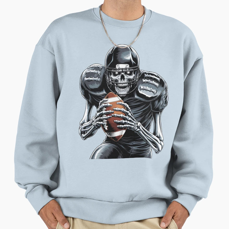 Skeleton Football Player Helmet Sweatshirt - Trendy Graphic Unisex - T-Shirt, Sweatshirt, Hoodie
