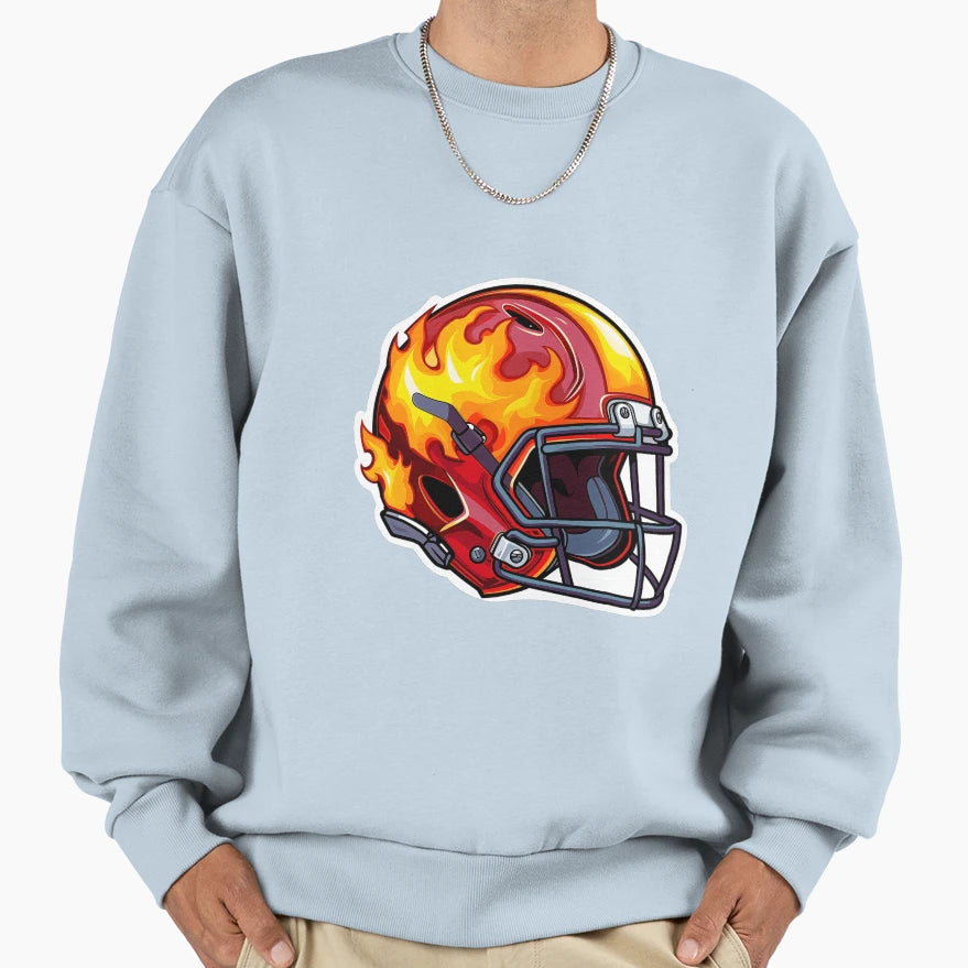 Fire Football Helmet Sweatshirt - Fun Novelty Design Unisex - T-Shirt, Sweatshirt, Hoodie