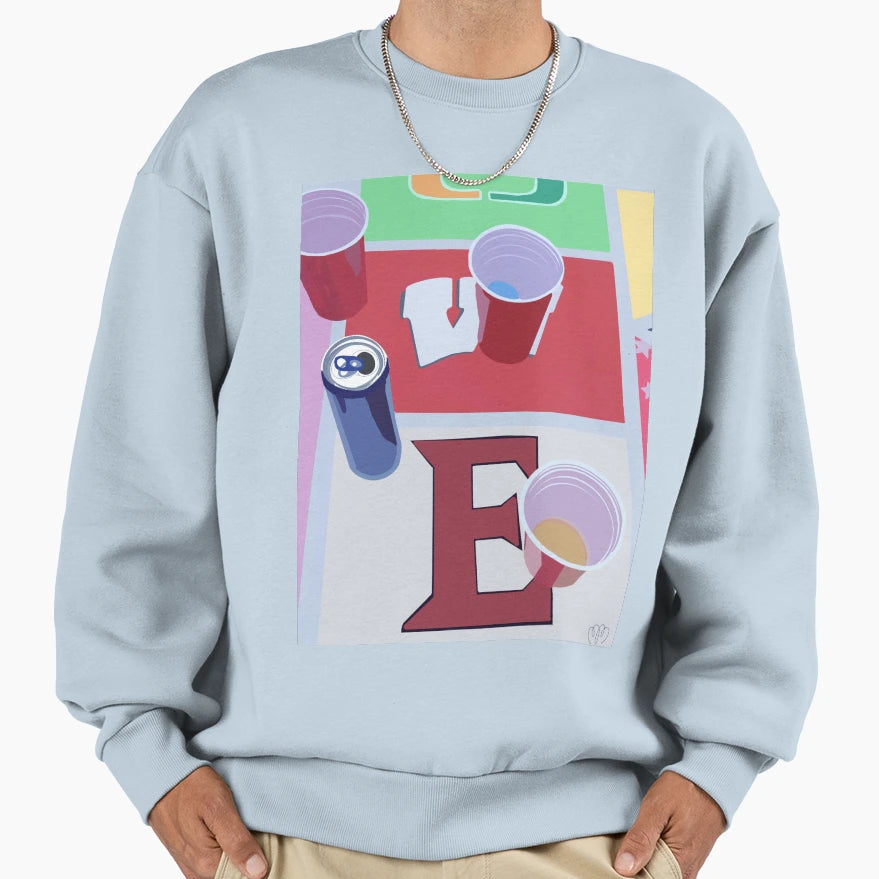College Beer Pong Table Sweatshirt - Trendy Graphic Men Women - T-Shirt, Sweatshirt, Hoodie