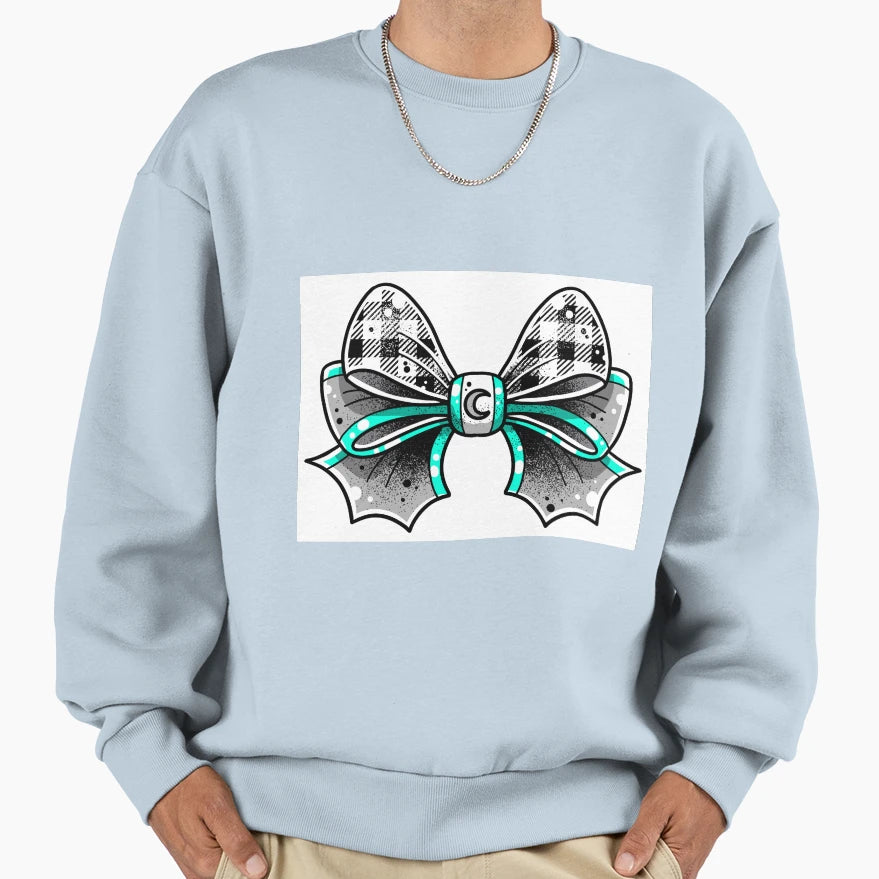 Gingham Crescent Moon Bow Goth Sweatshirt - Minimalist Print for Adults - T-Shirt, Sweatshirt, Hoodie