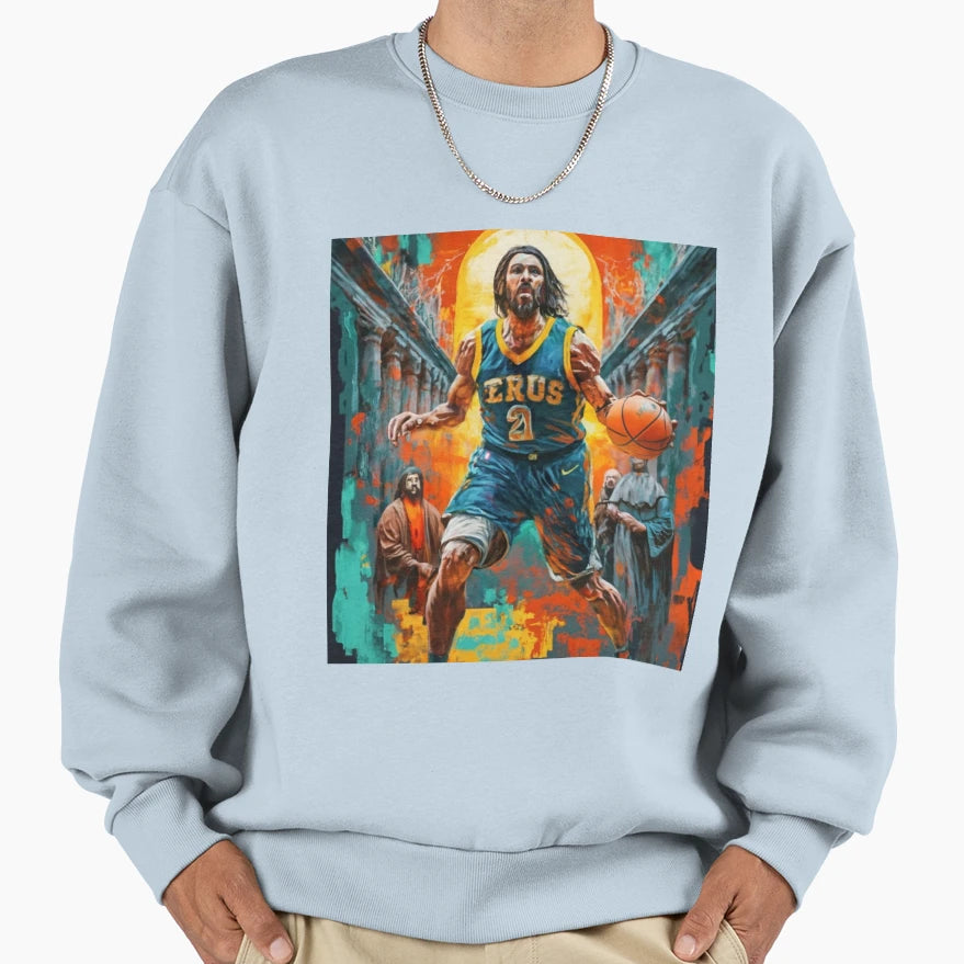 Jesus Christ Playing Basketball Sweatshirt - Graphic Print Men Women - T-Shirt, Sweatshirt, Hoodie