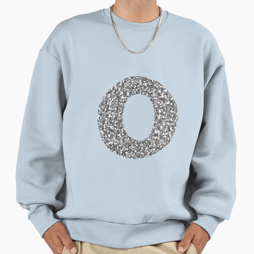 Silver Alphabet O Sweatshirt - Casual Everyday Wear for Adults - T-Shirt, Sweatshirt, Hoodie