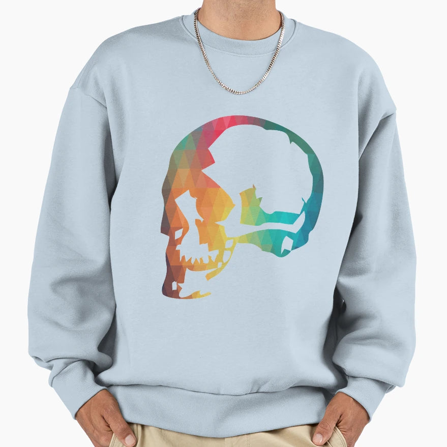 Rainbow Color Human Skull Sweatshirt - Minimalist Print Men Women - T-Shirt, Sweatshirt, Hoodie