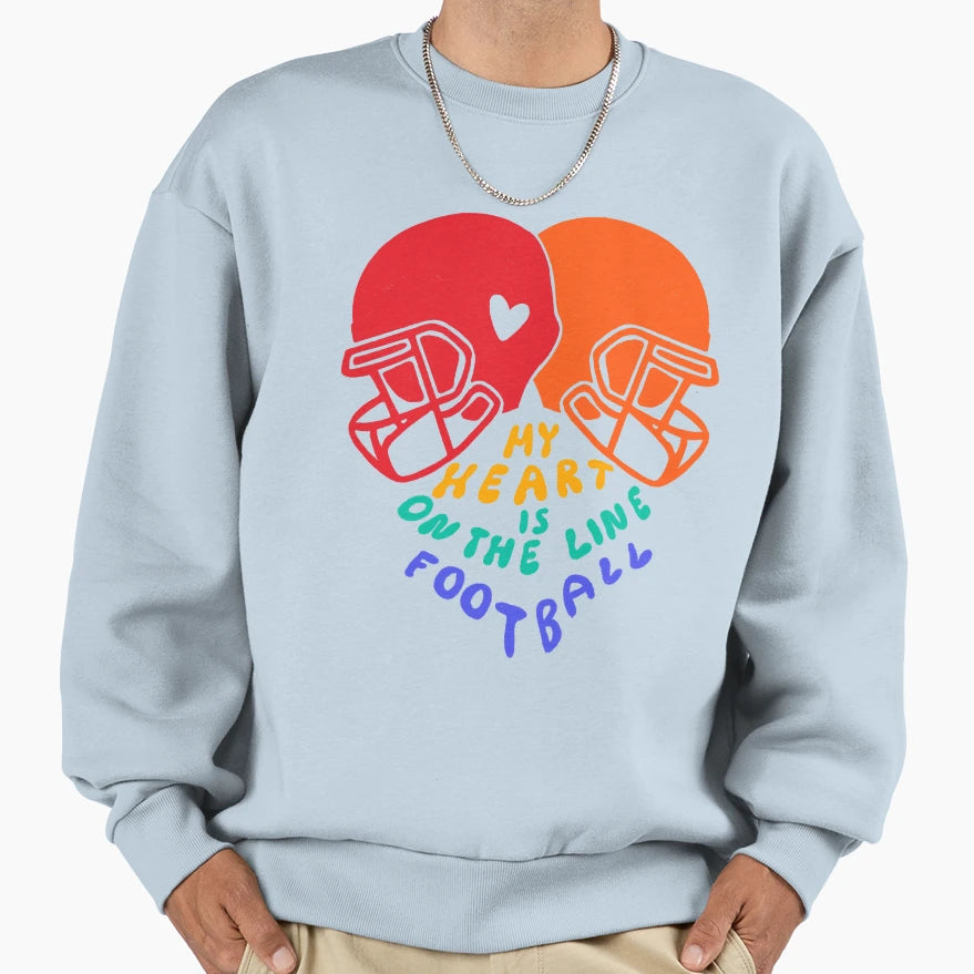 My Heart Is Line Football Sweatshirt - Novelty Apparel Men Women - T-Shirt, Sweatshirt, Hoodie