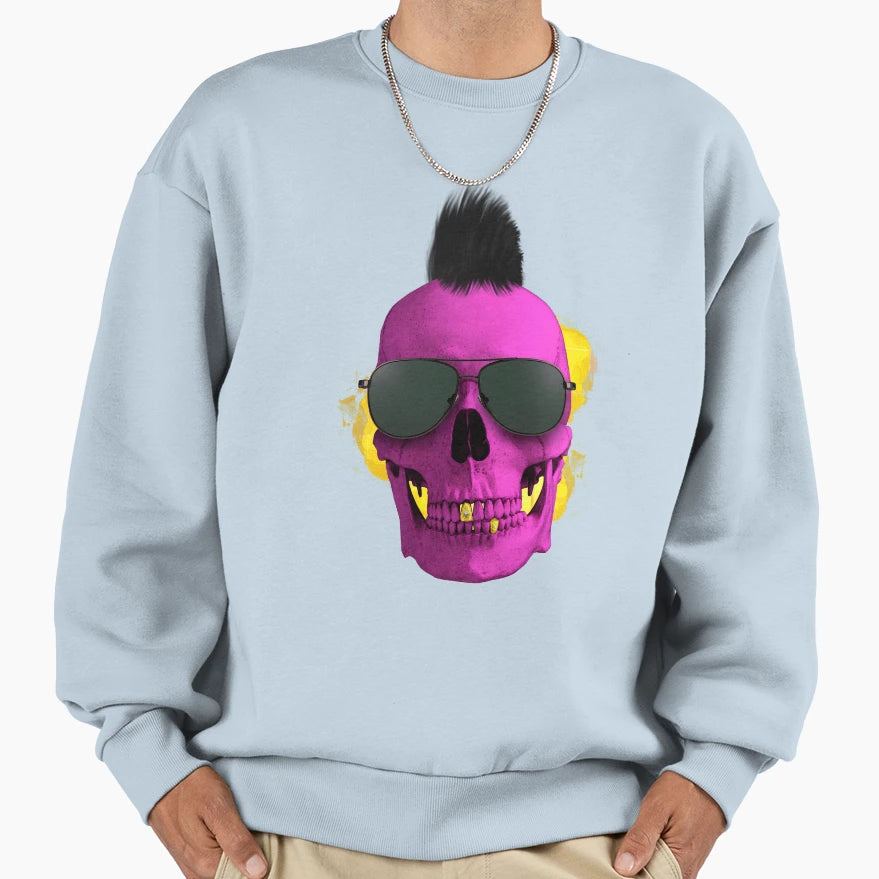 Rebel Skull Sweatshirt - Custom Art Print Men Women - T-Shirt, Sweatshirt, Hoodie