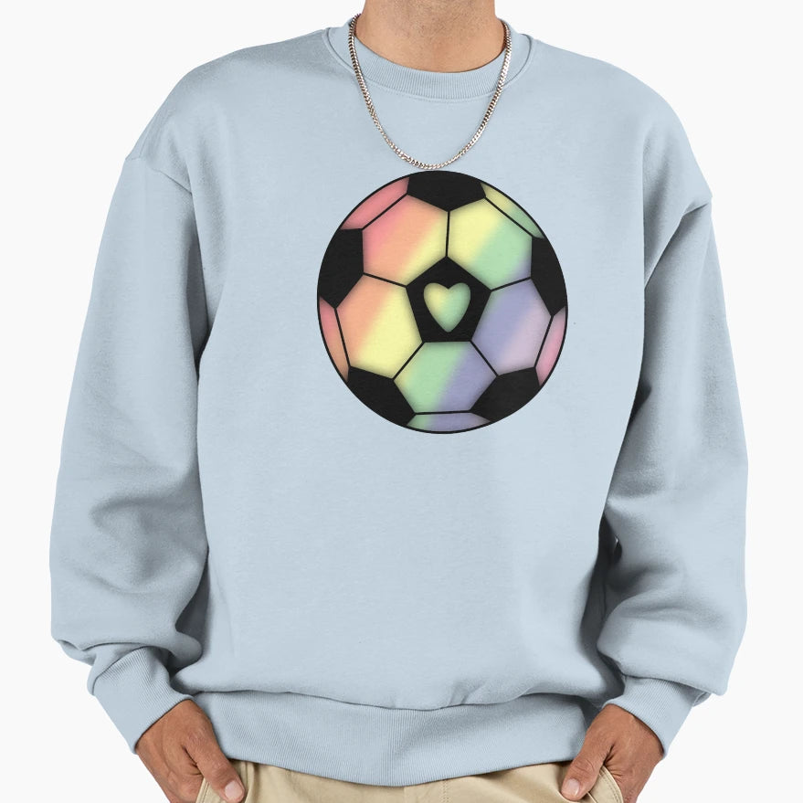 Soccer Love Pastel Rainbow Sweatshirt - Minimalist Print for Adults - T-Shirt, Sweatshirt, Hoodie