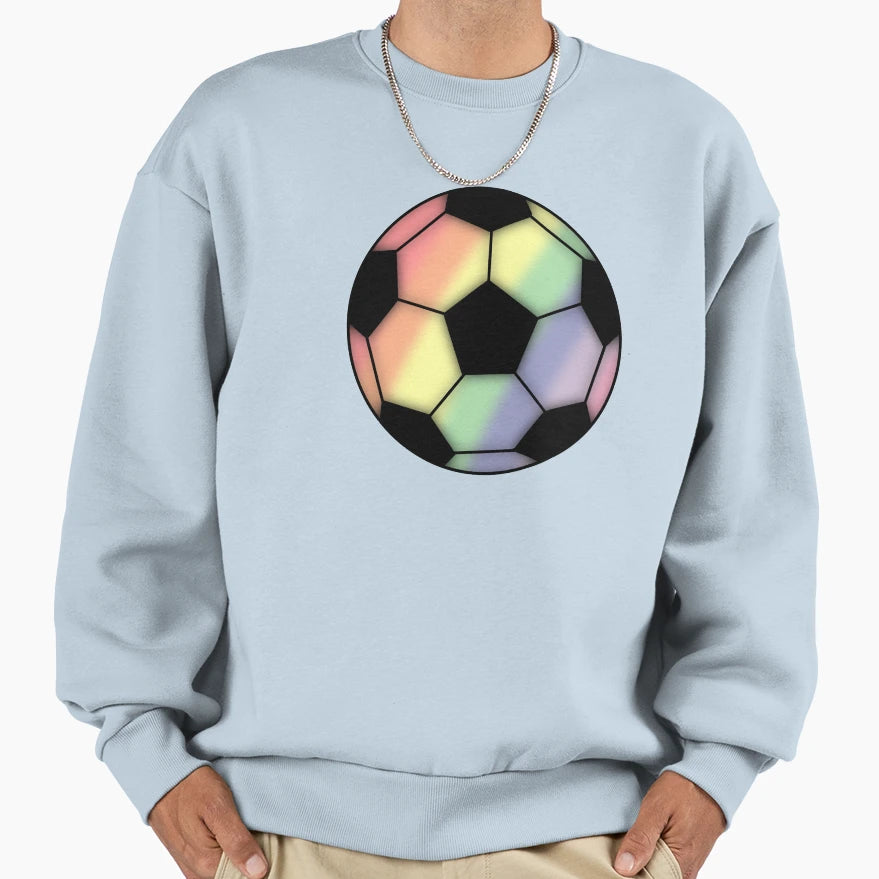 Soccer Ball Pastel Rainbow Sweatshirt - Casual Everyday Wear Men Women - T-Shirt, Sweatshirt, Hoodie