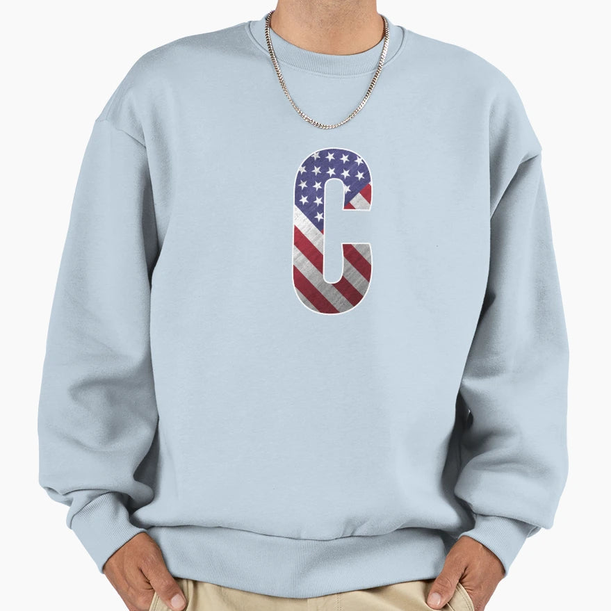 Letter C Patriotic Art Sweatshirt - Casual Everyday Wear for Adults - T-Shirt, Sweatshirt, Hoodie