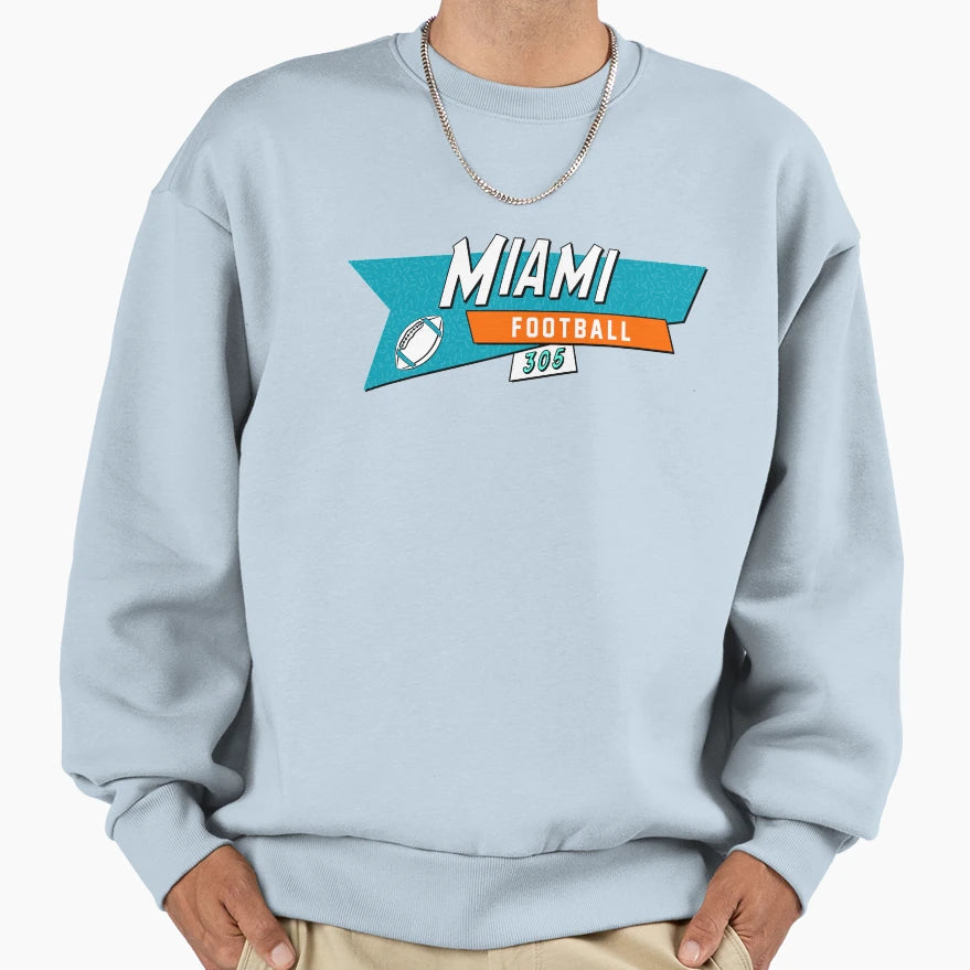 Miami 90S Football Sweatshirt - Custom Art Print Men Women - T-Shirt, Sweatshirt, Hoodie