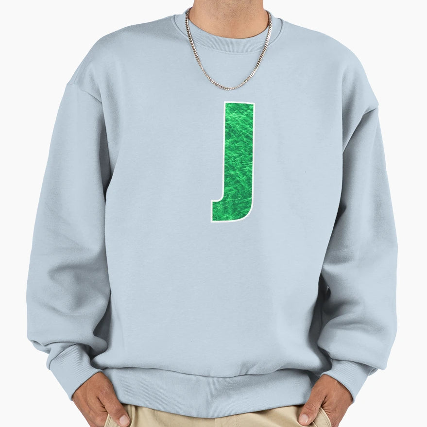 Letter J Green Water Wave Ocean Art Sweatshirt - Custom Art Print Unisex - T-Shirt, Sweatshirt, Hoodie