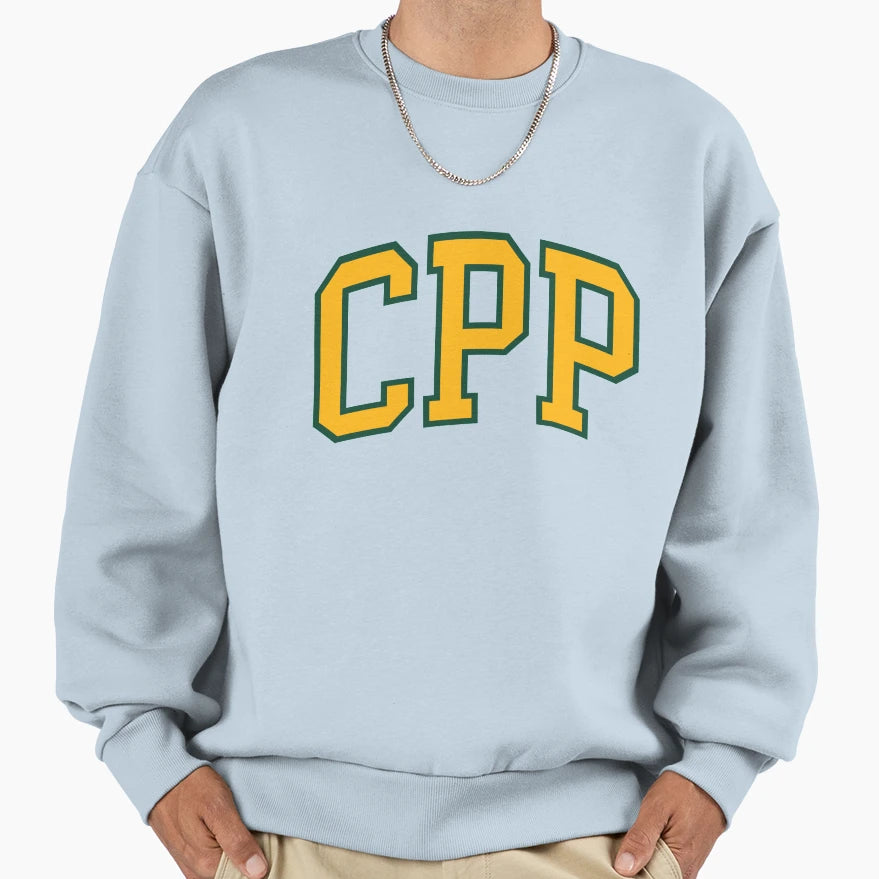 Cpp College Font Curved Sweatshirt - Novelty Apparel for Adults - T-Shirt, Sweatshirt, Hoodie