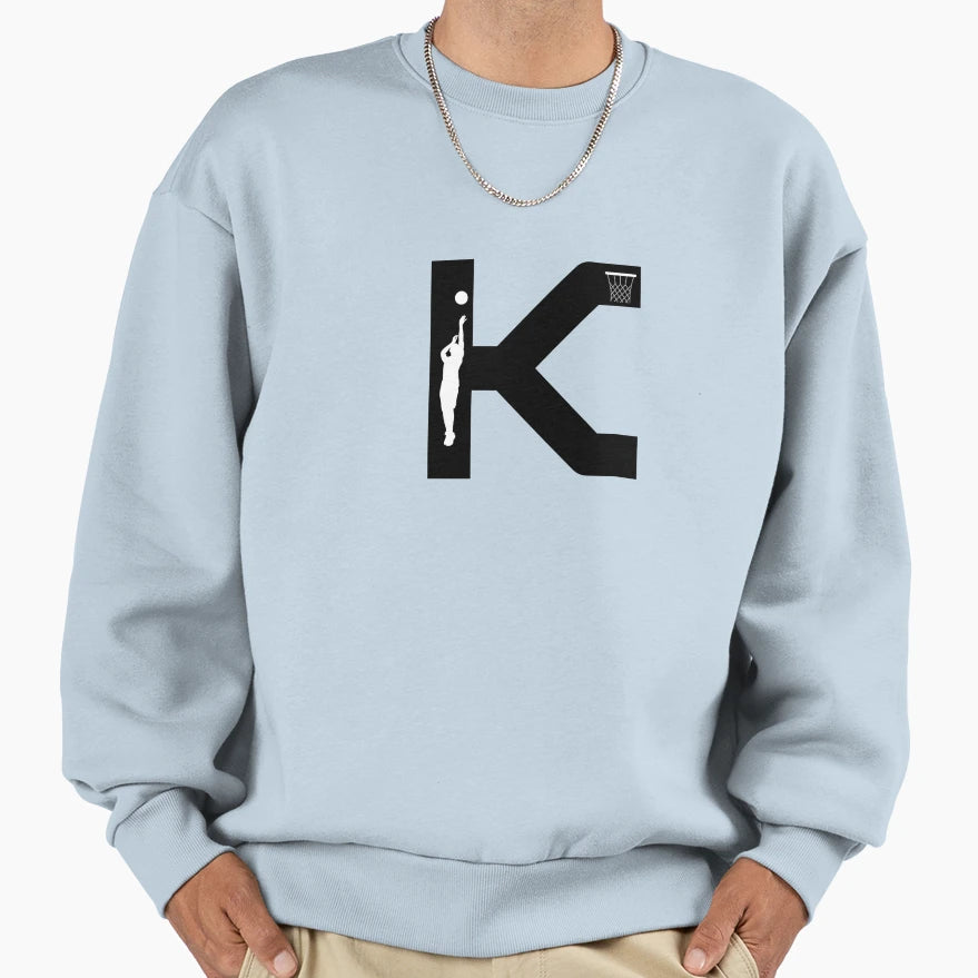 Personalized Basketball Initial K Sweatshirt - Novelty Apparel for Adults - T-Shirt, Sweatshirt, Hoodie