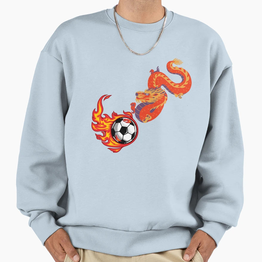 Playful Dragon Tumbling Soccer Ball Sweatshirt - Graphic Print for Adults - T-Shirt, Sweatshirt, Hoodie