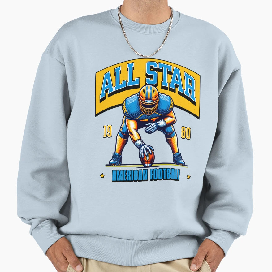 All Star American Football Fan Sweatshirt - Novelty Apparel for Adults - T-Shirt, Sweatshirt, Hoodie
