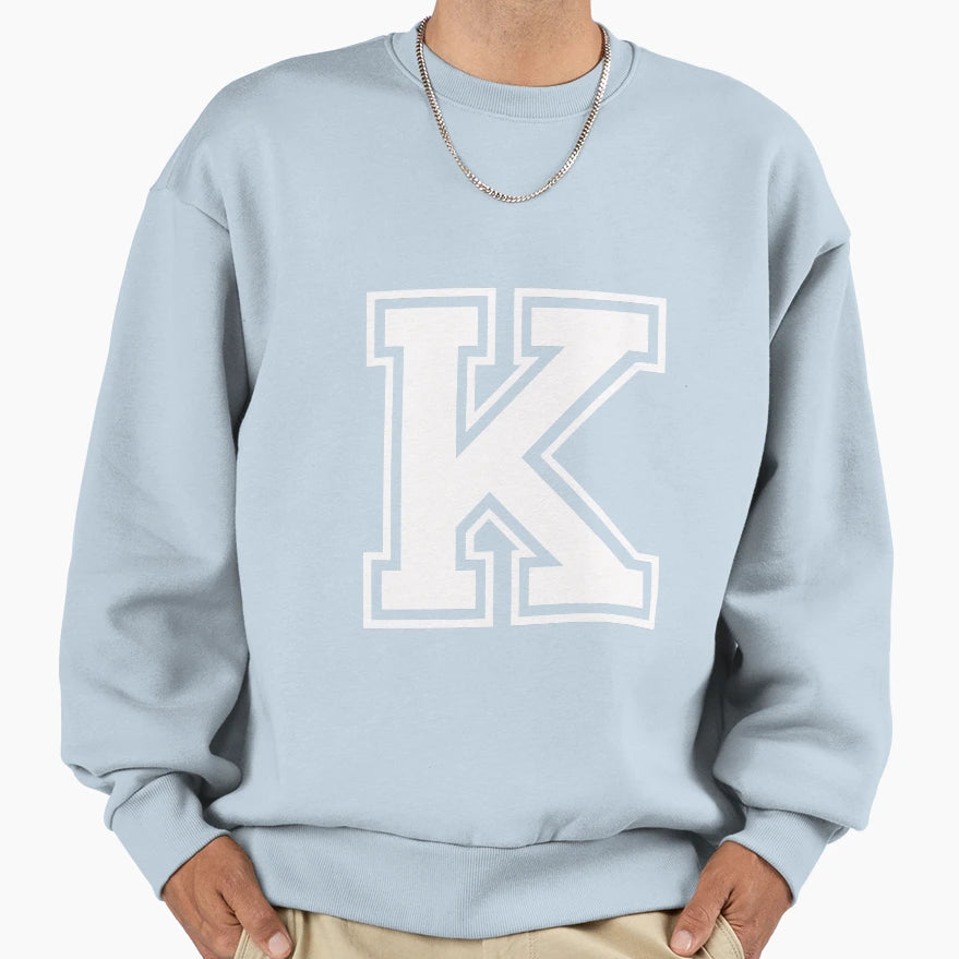 Letter K White Sweatshirt - Custom Art Print Men Women - T-Shirt, Sweatshirt, Hoodie