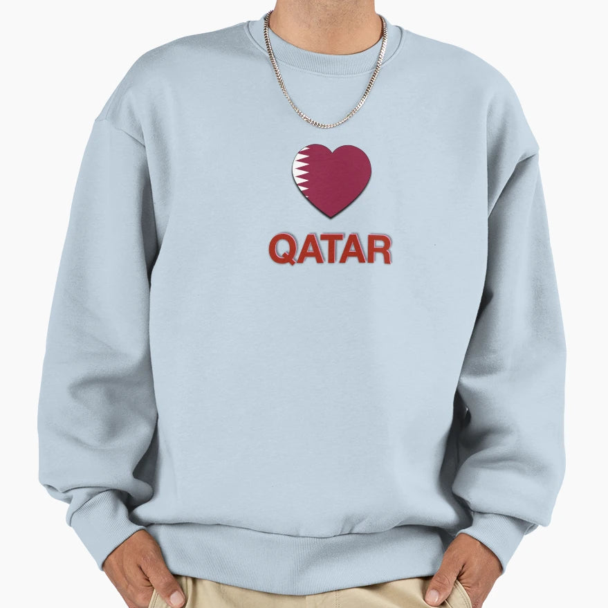 I Love Qatar Emblem Sweatshirt - Trendy Graphic for Adults - T-Shirt, Sweatshirt, Hoodie