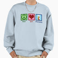 Peace Love Pharmacist Sweatshirt - Fun Novelty Design for Adults - T-Shirt, Sweatshirt, Hoodie