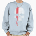 Halftone Skull Red Stripe Sweatshirt - Minimalist Print for Adults - T-Shirt, Sweatshirt, Hoodie