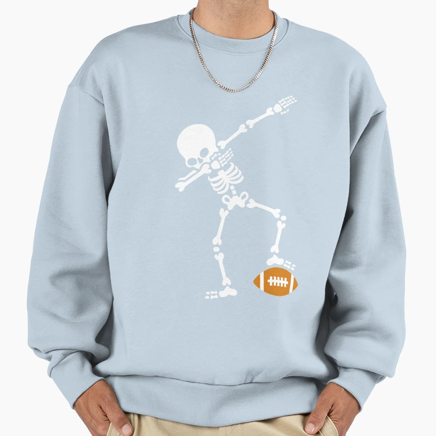 Dab Dabbing Skeleton Rugby American Sweatshirt - Graphic Print Men Women - T-Shirt, Sweatshirt, Hoodie