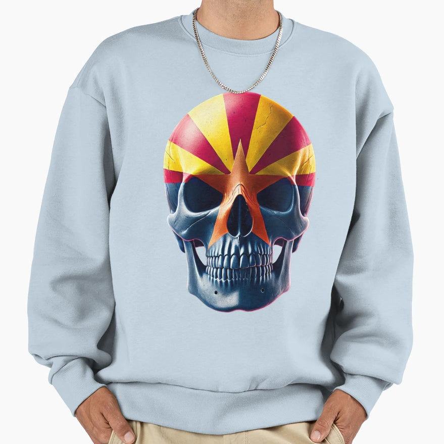 Arizona Flag Skull Sweatshirt - Trendy Graphic Unisex - T-Shirt, Sweatshirt, Hoodie