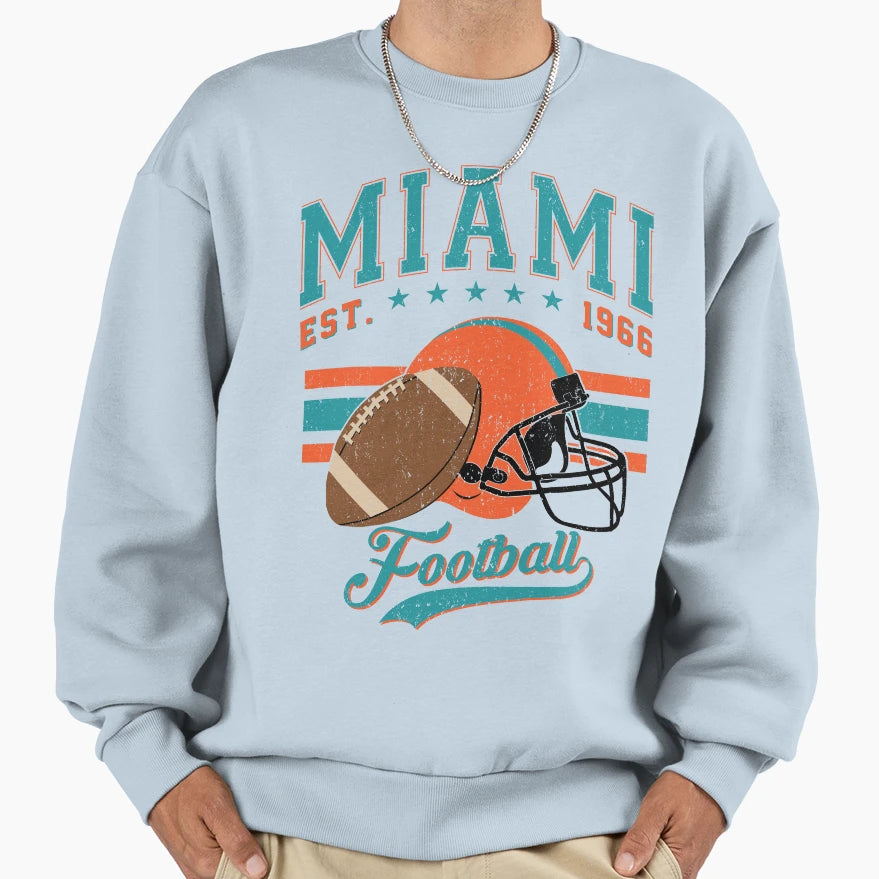 Miami Football Sweatshirt - Minimalist Print Men Women - T-Shirt, Sweatshirt, Hoodie
