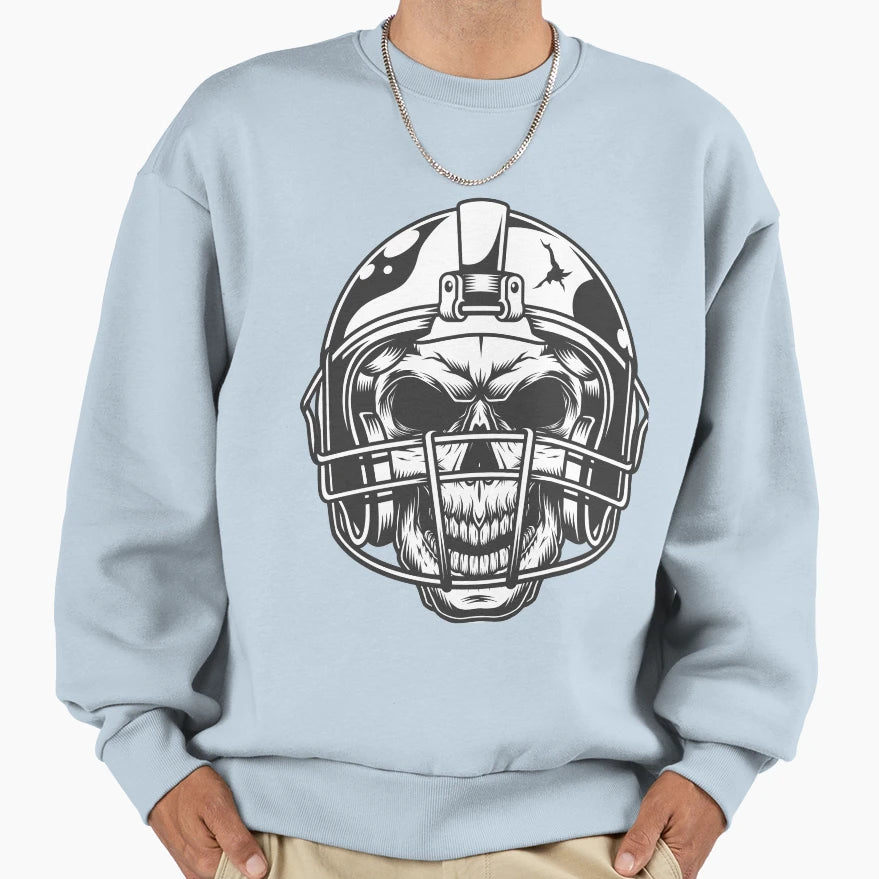 Skull Football Helmet Sweatshirt - Unique Graphic Men Women - T-Shirt, Sweatshirt, Hoodie