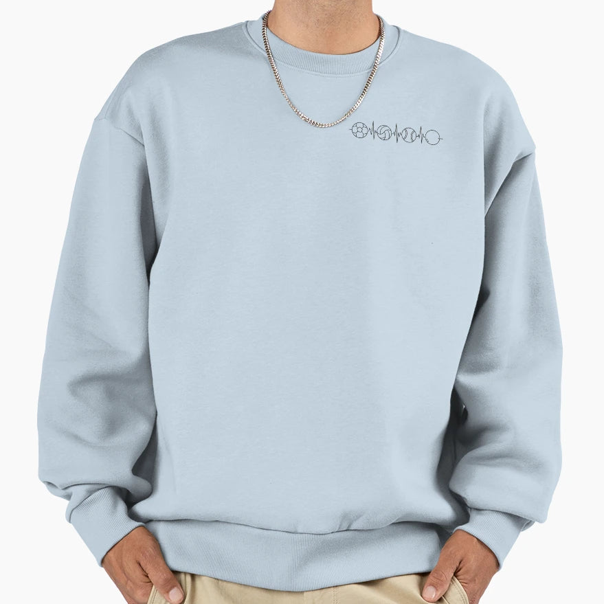 Minimalist Heartbeat Sports Balls Sweatshirt - Graphic Print Unisex - T-Shirt, Sweatshirt, Hoodie