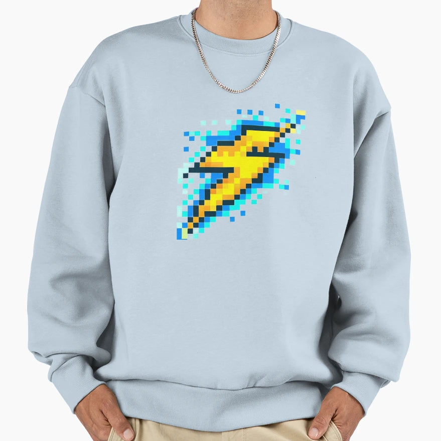 Pixelated Lightning Sweatshirt - Unique Graphic Unisex - T-Shirt, Sweatshirt, Hoodie