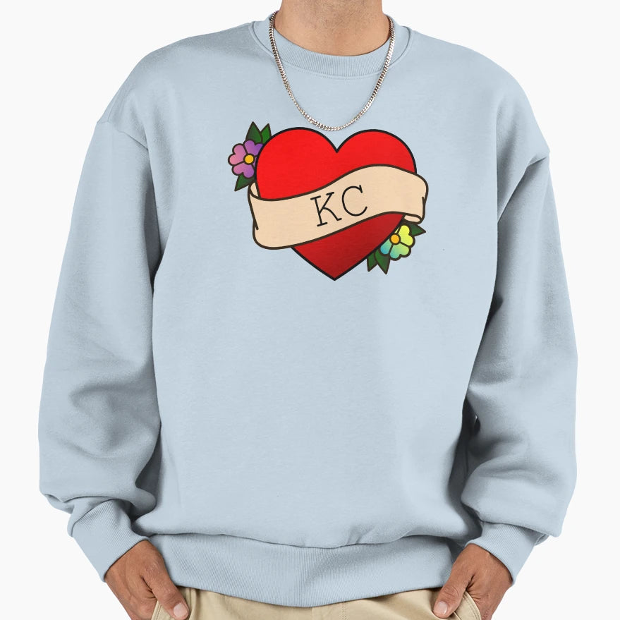 Kc Old School Heart Sweatshirt - Fun Novelty Design Men Women - T-Shirt, Sweatshirt, Hoodie