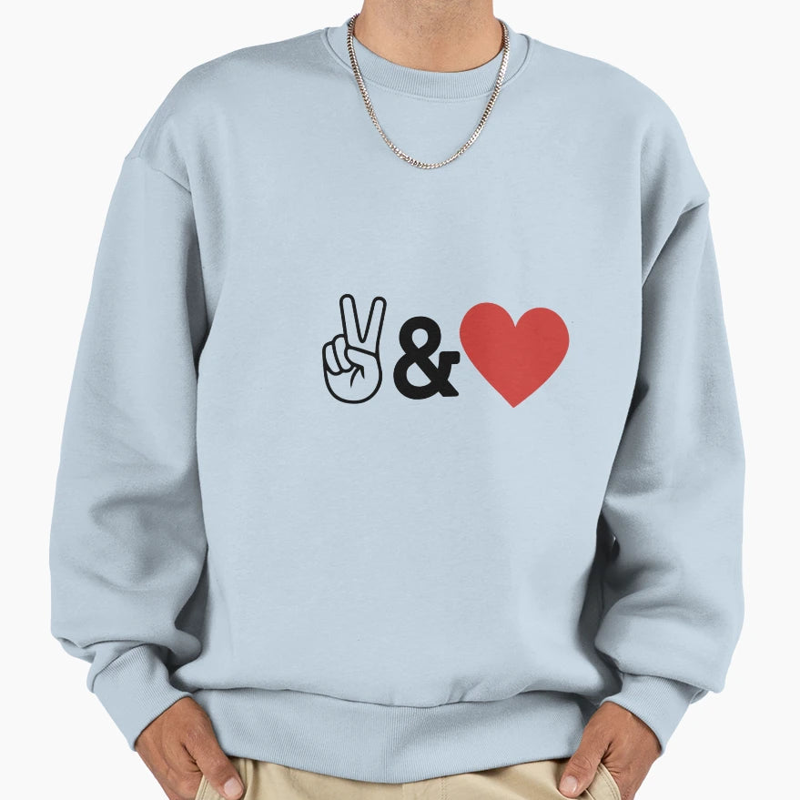 Peace And Love Sweatshirt - Graphic Print Unisex - T-Shirt, Sweatshirt, Hoodie