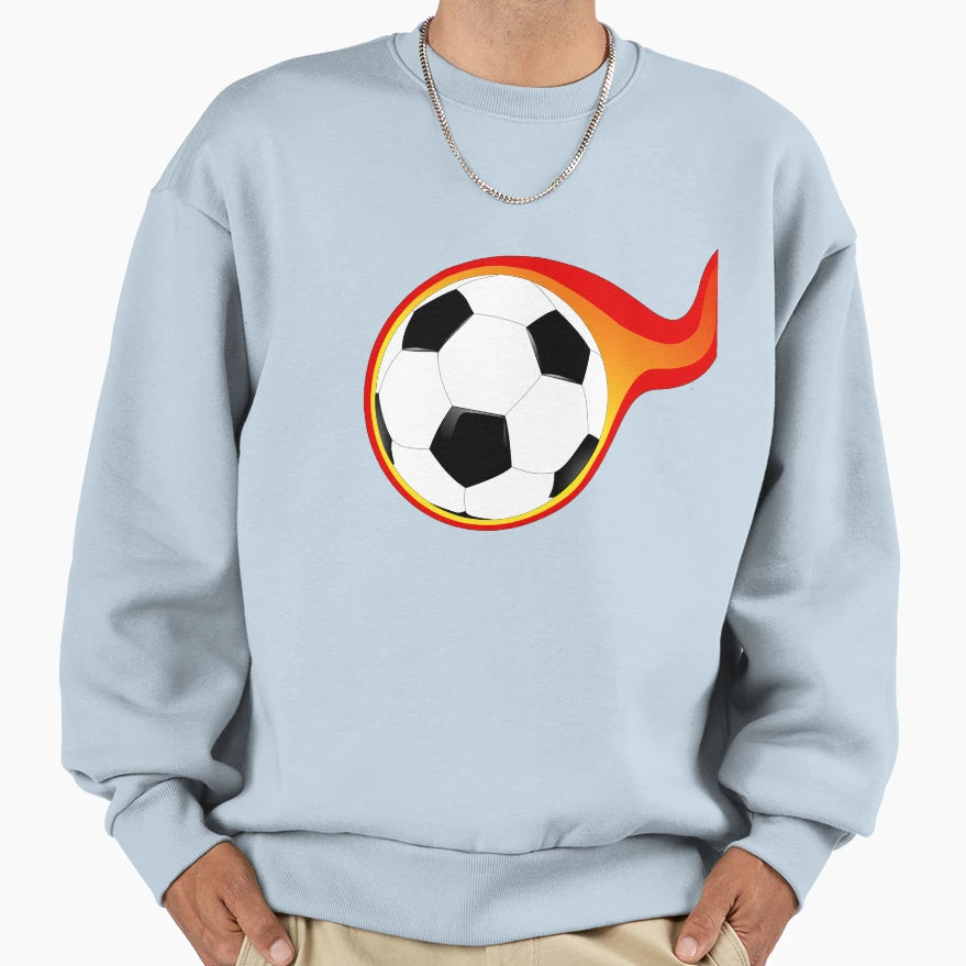 Flaming Soccer Ball Sweatshirt - Graphic Print Unisex - T-Shirt, Sweatshirt, Hoodie